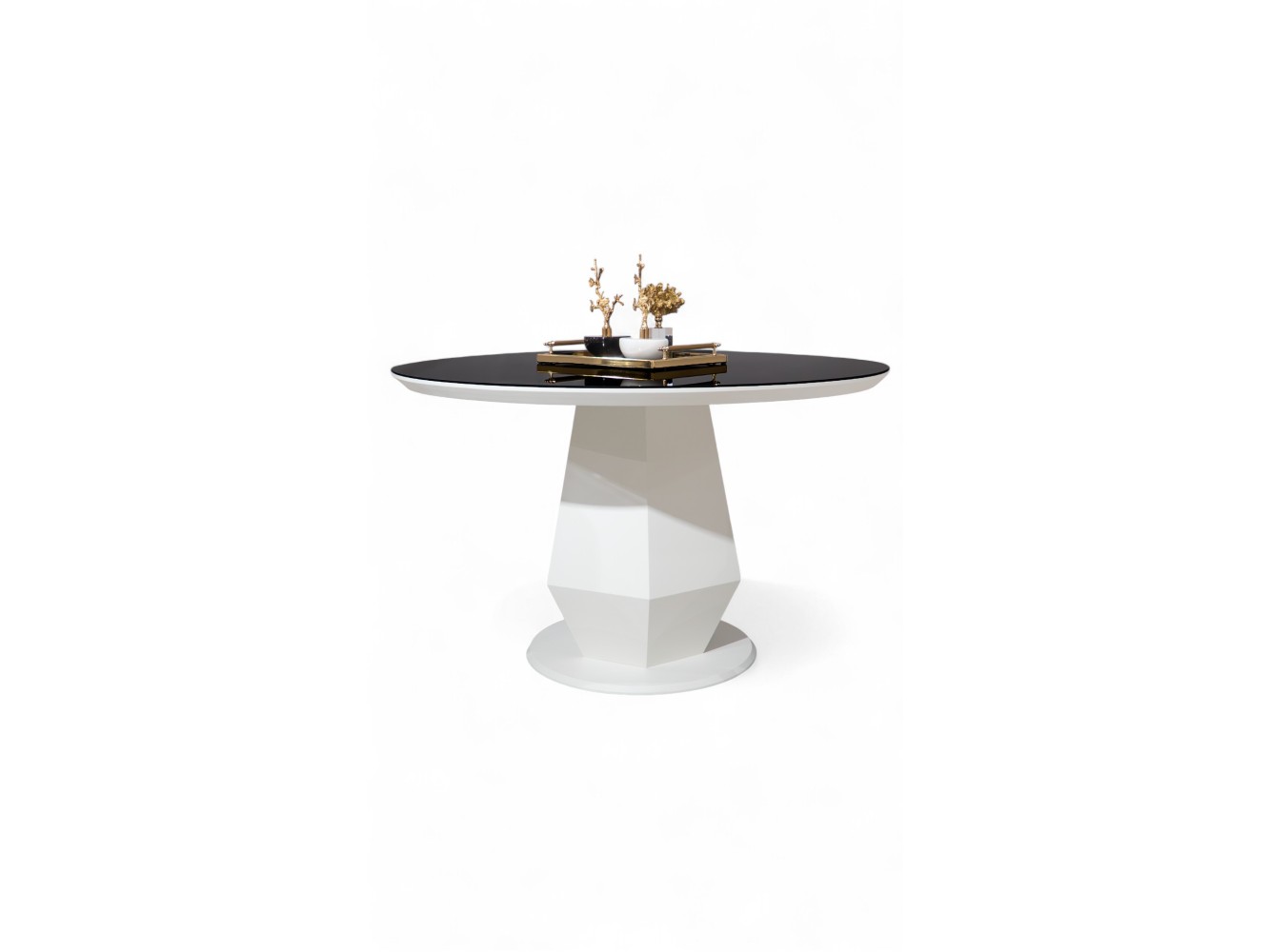 095 Moonstone Black Glass Dining Table