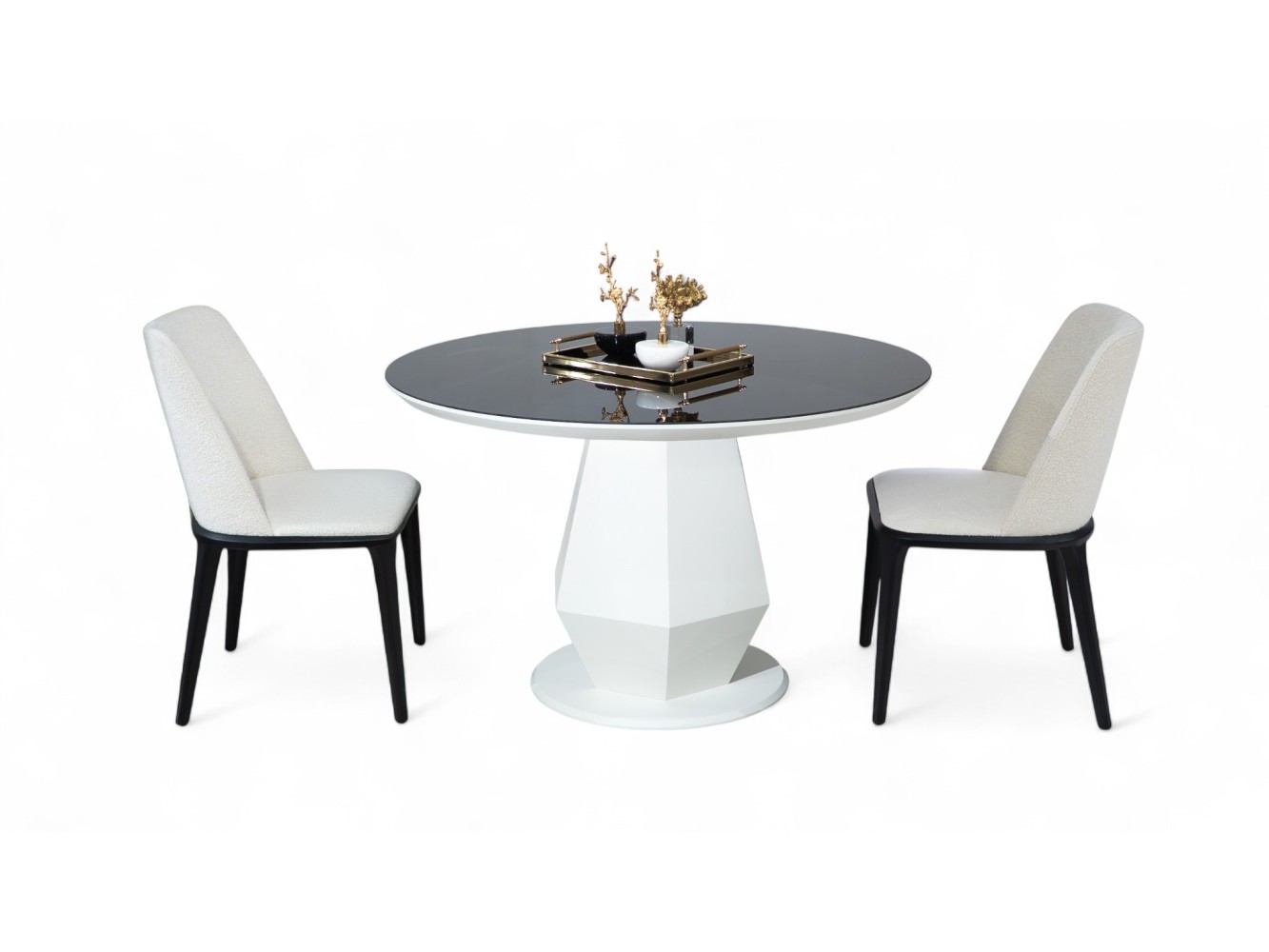 095 Moonstone Black Glass Dining Table