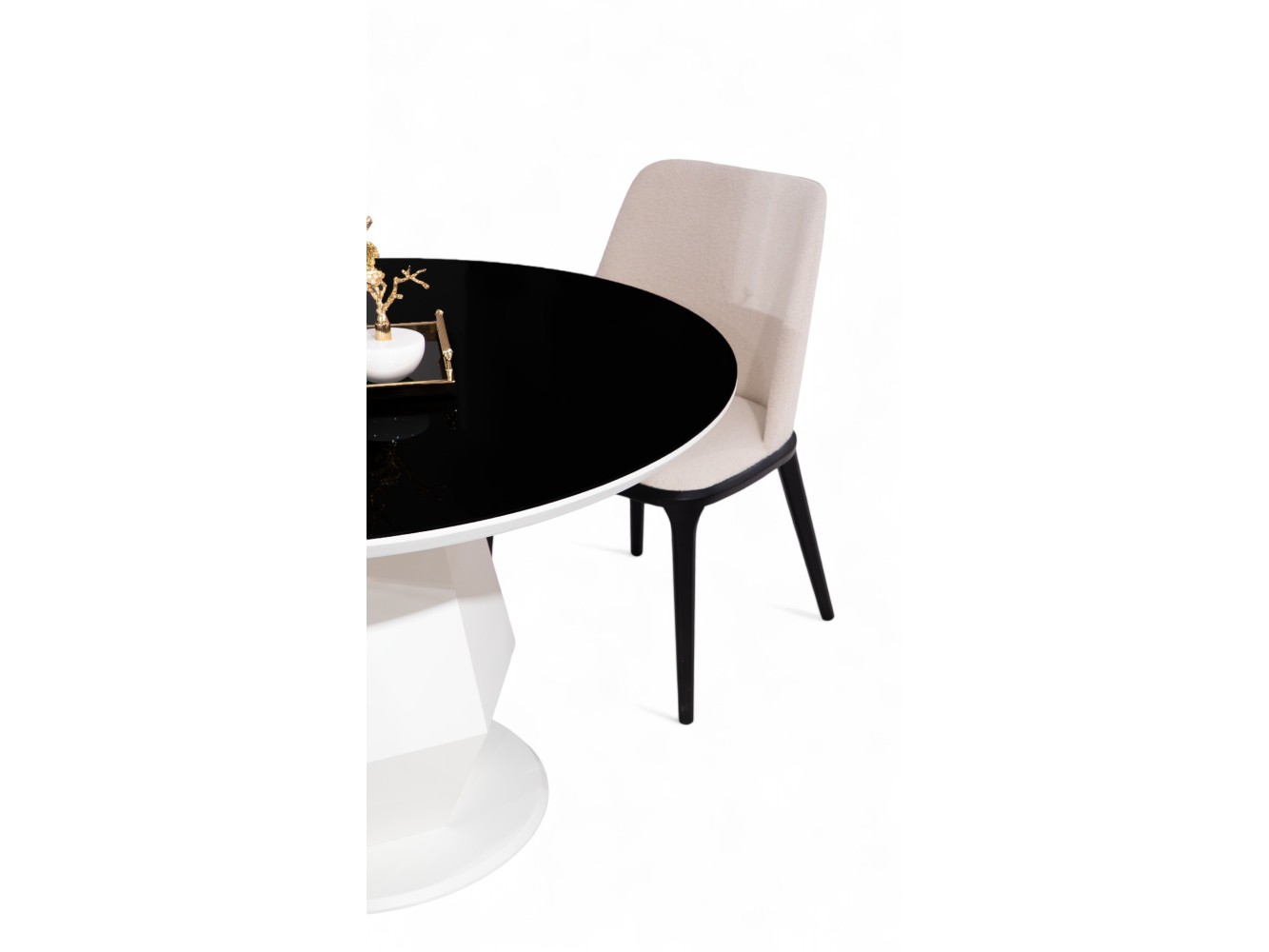 095 Moonstone Black Glass Dining Table