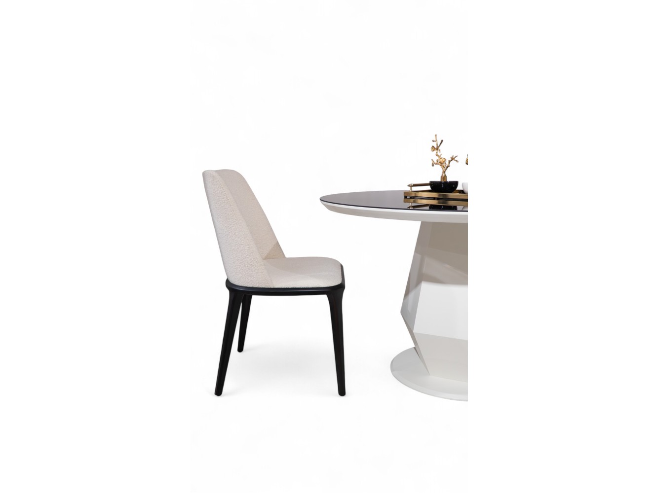095 Moonstone Black Glass Dining Table