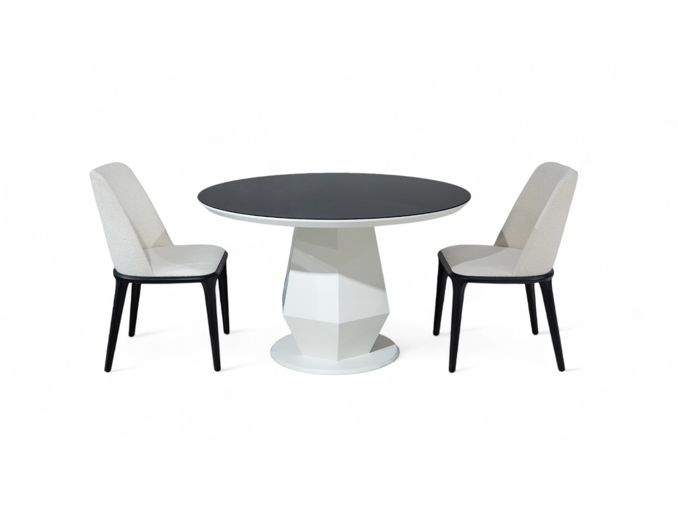 095 Moonstone Black Glass Dining Table