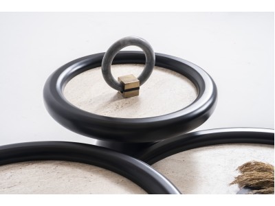 950 Travertine Black Set Of 3