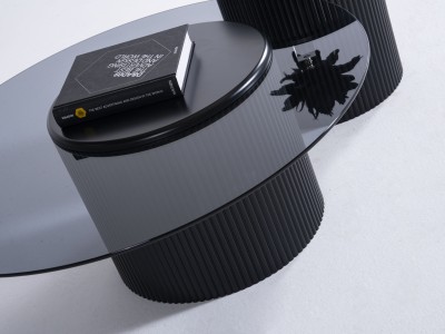 023 - 024 Black Smoked Tempered Glass Set Of 2