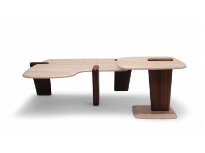 960 - 961 Walnut Travertine Set Of 2