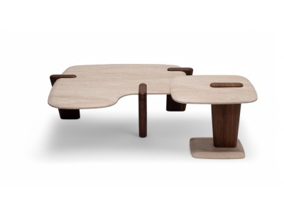 960 - 961 Walnut Travertine Set Of 2