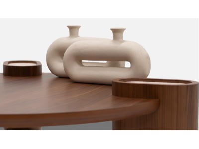 695 - 696 Walnut Travertine Set Of 2