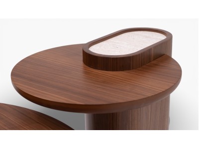 695 - 696 Walnut Travertine Set Of 2