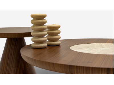 693 - 694 Walnut Travertine Set Of 2