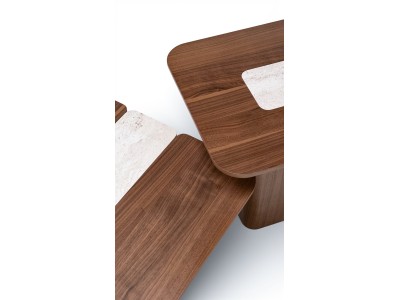 690 - 691 Walnut Travertine Set Of 2