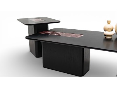 690 - 691 Black Oak Cherry Marble Set Of 2