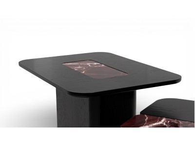 690 - 691 Black Oak Cherry Marble Set Of 2