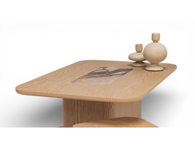 690 - 691 Light Oak Gaia Marble Set Of 2