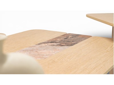 690 - 691 Light Oak Gaia Marble Set Of 2