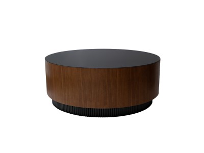 683 - 684 Walnut Black Glass Set Of 2