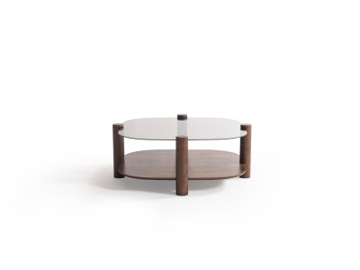 974 - 975 Walnut Bronze Glass Set Of 2