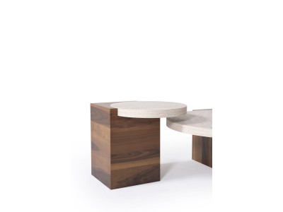 972 - 973 Travertine Walnut Set Of 2