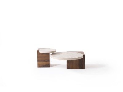 972 - 973 Travertine Walnut Set Of 2