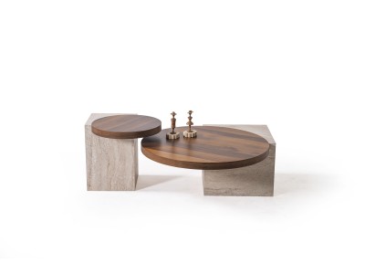 972 - 973  Walnut Travertine Set Of 2