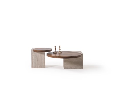 972 - 973  Walnut Travertine Set Of 2