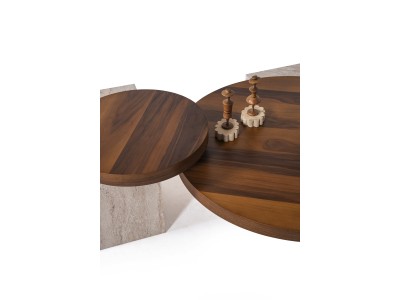 972 - 973  Walnut Travertine Set Of 2