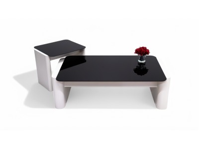 668 - 669 Moonstone Black Glass Set Of 2