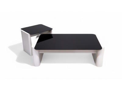 668 - 669 Moonstone Black Glass Set Of 2