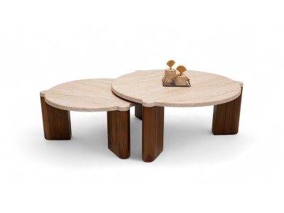 483 Walnut Travertine Set Of 2