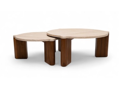 483 Walnut Travertine Set Of 2