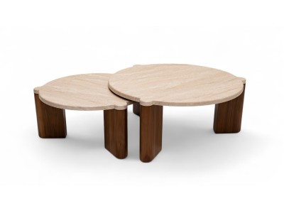 483 Walnut Travertine Set Of 2