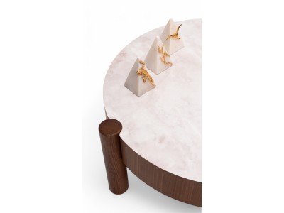 670 - 671 Walnut White Marble Set Of 2