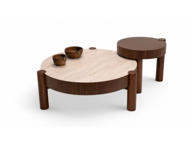 670 - 671 Walnut Travertine Set Of 2