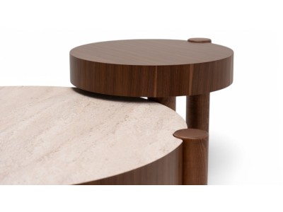 670 - 671 Walnut Travertine Set Of 2