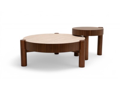 670 - 671 Walnut Travertine Set Of 2