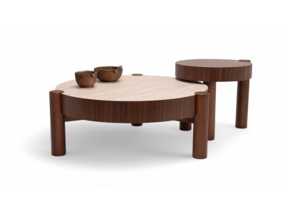 670 - 671 Walnut Travertine Set Of 2