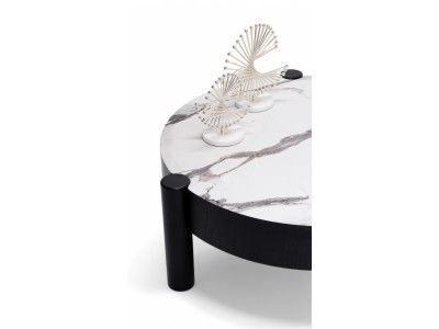 670 - 671 Black Oak White Marble Set Of 2