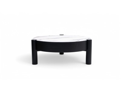 670 - 671 Black Oak White Marble Set Of 2