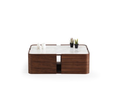 678 Walnut White Marble Set Of 2