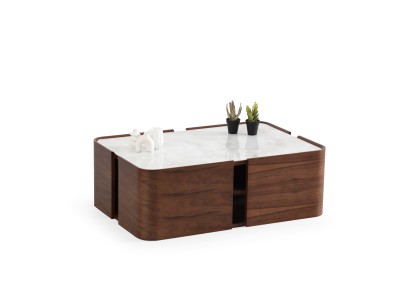 678 Walnut White Marble Set Of 2