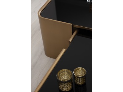 678 Patina Gold Black Glass Set Of 2