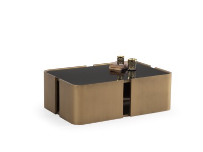 678 Patina Gold Black Glass Set Of 2