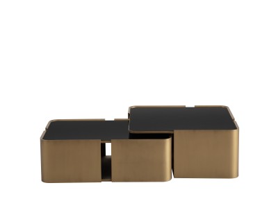 678 Patina Gold Black Glass Set Of 2