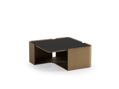 678 Patina Gold Black Glass Set Of 2