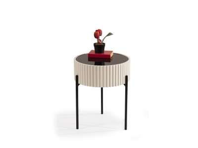 459 Cream Black Glass Set Of 2