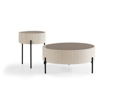 459 Cream Black Glass Set Of 2