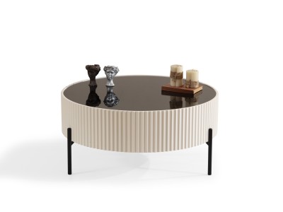 459 Cream Black Glass Set Of 2