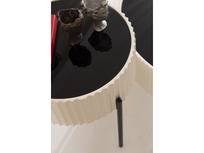 459 Cream Black Glass Set Of 2