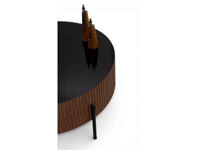 459 Walnut Black Glass Set Of 2