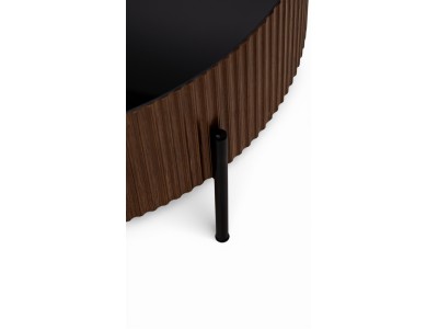 459 Walnut Black Glass Set Of 2