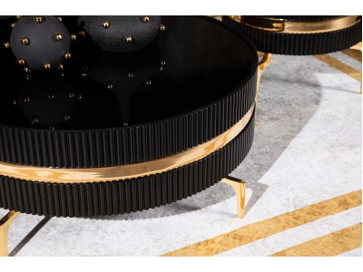 027 - 028 Black Black Glass Set Of 2