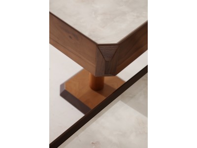 605 - 305 Walnut White Marble Set Of 2